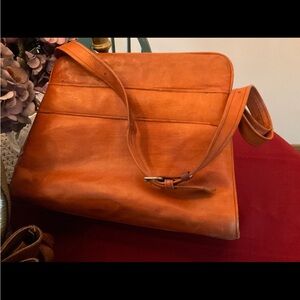 Vintage Orange Leather Shoulder Bag